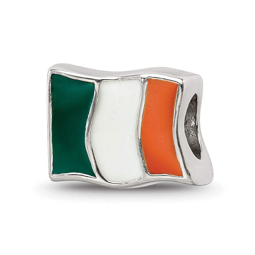 Sterling Silver Reflections Enameled Ireland Flag Bead