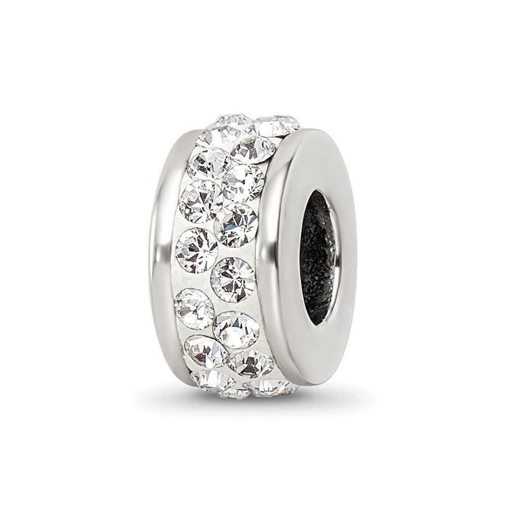 Sterling Silver Reflections Double Row White Preciosa Crystal Bead