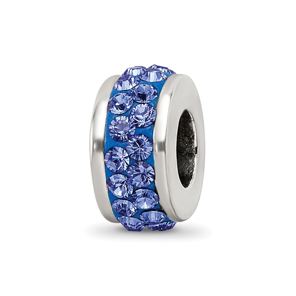 Sterling Silver Reflections Blue Double Row Preciosa Crystal Bead