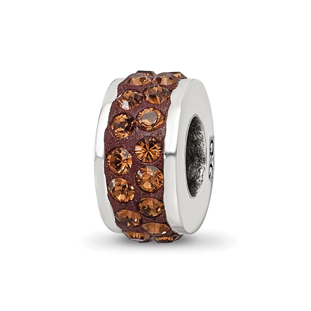 Sterling Silver Reflections Brown Double Row Preciosa Crystal Bead