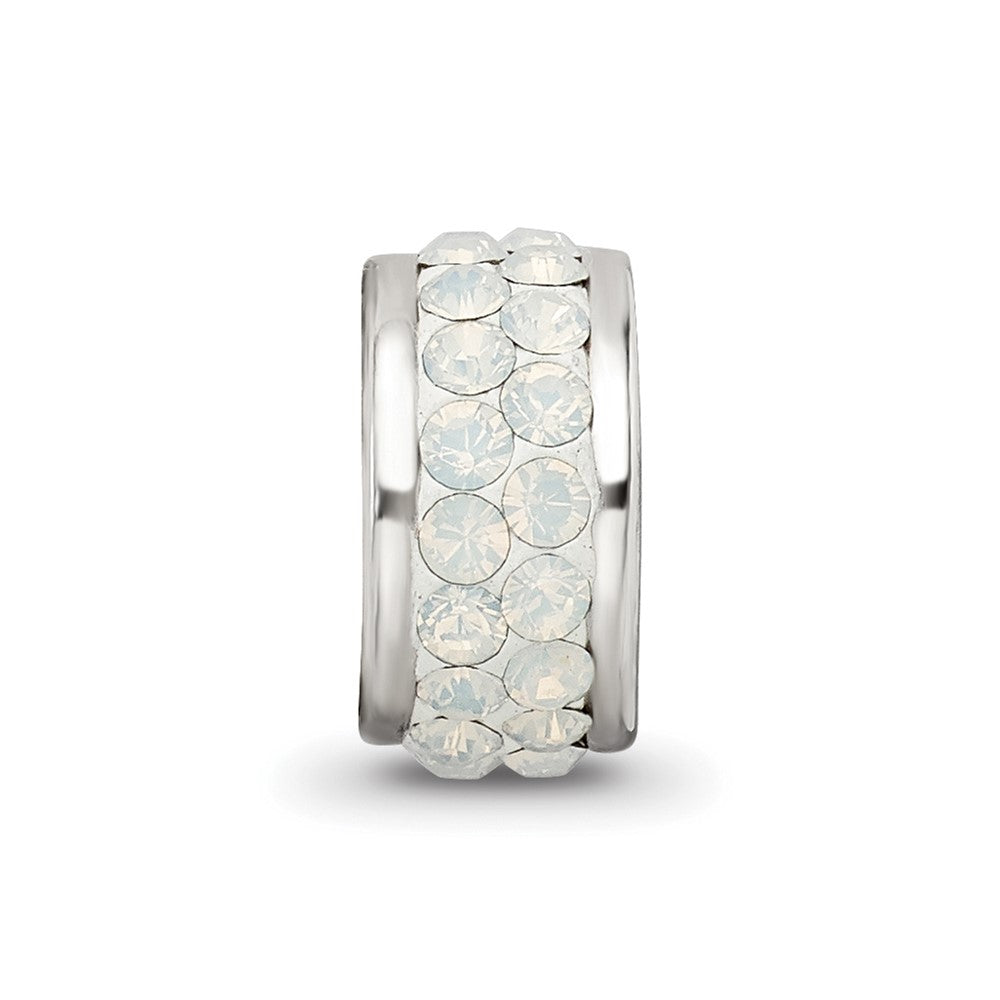 Sterling Silver Reflections Cream Double Row Preciosa Crystal Bead