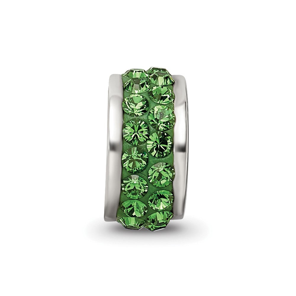 Sterling Silver Reflections Green Double Row Preciosa Crystal Bead