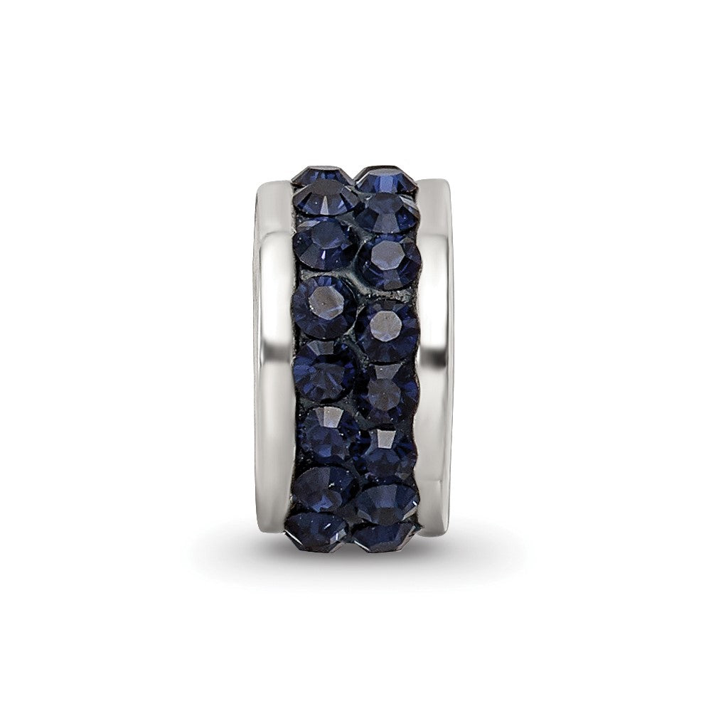 Sterling Silver Reflections Dark Blue Double Row Preciosa Crystal Bead