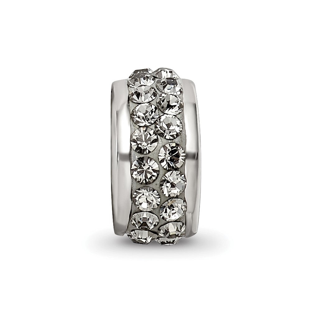 Sterling Silver Reflections Silver/Grey Double Row Preciosa Crystal Bead