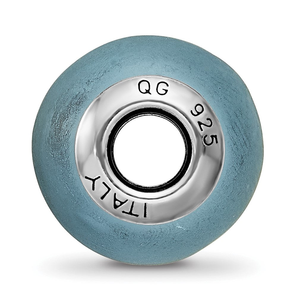 Sterling Silver Reflections Light Blue Matte Italian Murano Bead