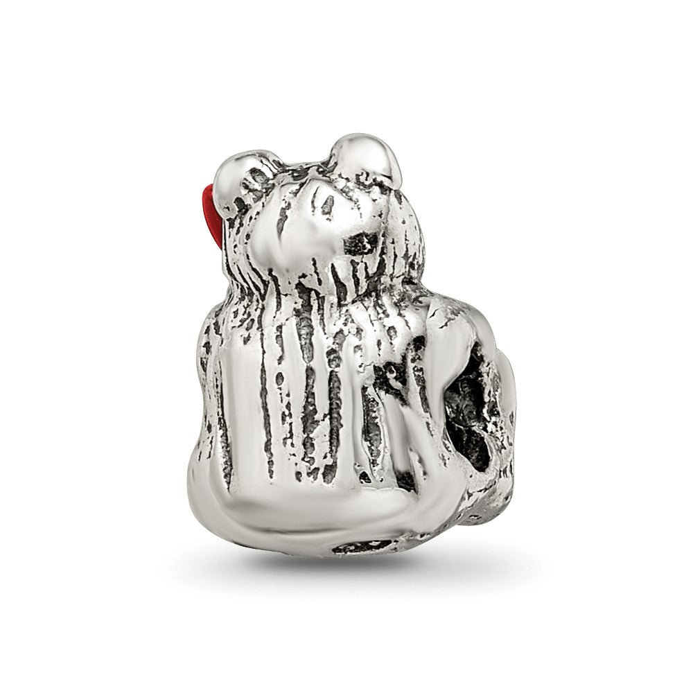 Sterling Silver Reflections Bear with Enameled Flower Bead