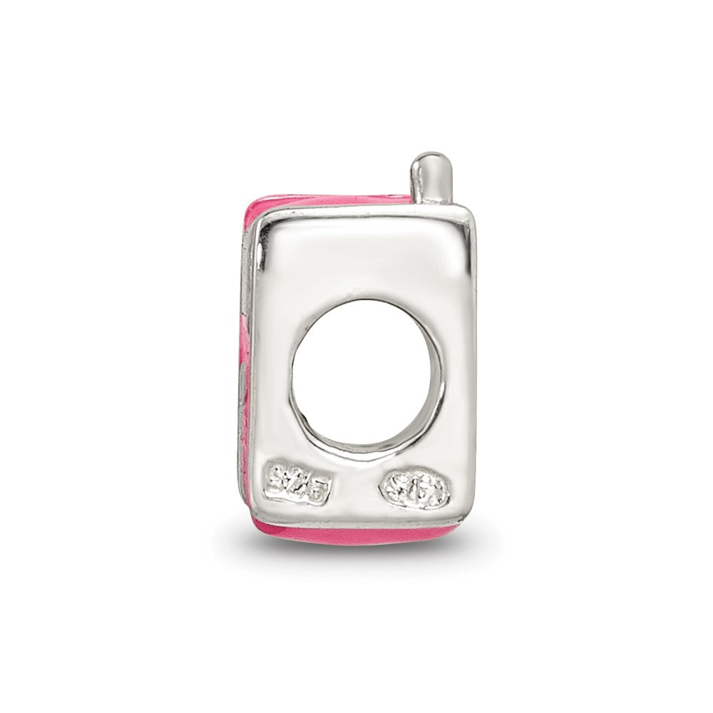 Sterling Silver Reflections Enameled Pink Cell Phone Bead