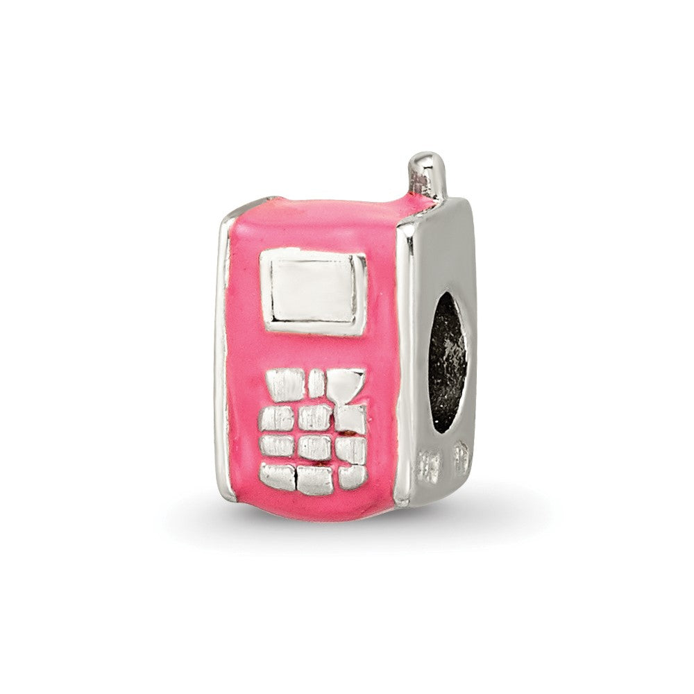 Sterling Silver Reflections Enameled Pink Cell Phone Bead