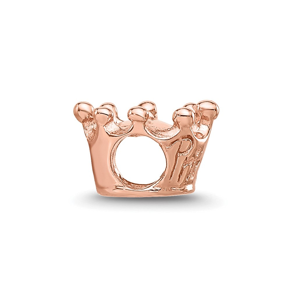 Sterling Silver Reflections Rose Gold-plated Princess Crown Bead