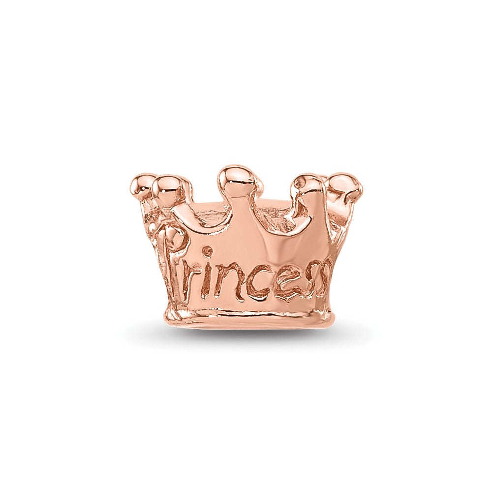 Sterling Silver Reflections Rose Gold-plated Princess Crown Bead