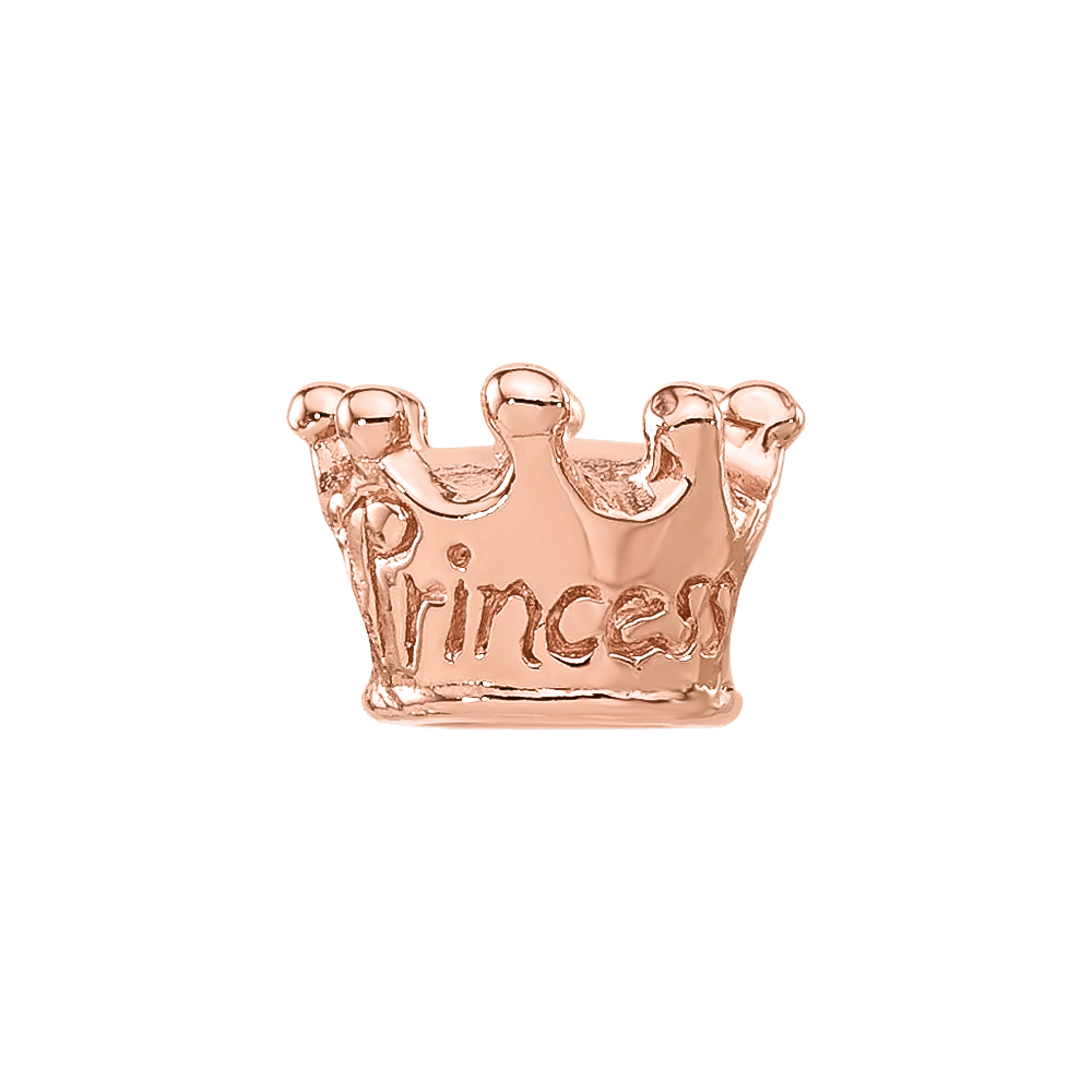 Sterling Silver Reflections Rose Gold-plated Princess Crown Bead