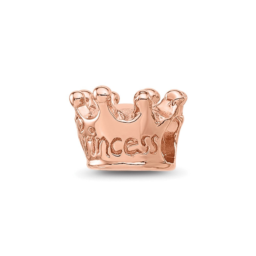 Sterling Silver Reflections Rose Gold-plated Princess Crown Bead