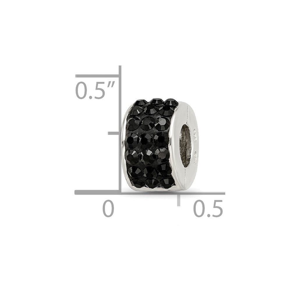 Sterling Silver Reflections Black Preciosa Crystal Bead
