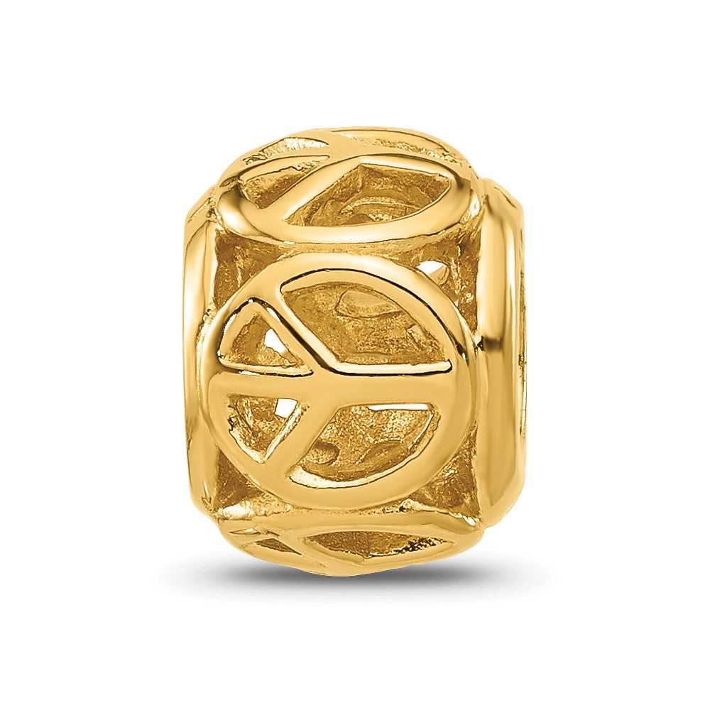 Sterling Silver Reflections Gold-plated Peace Signs Bead
