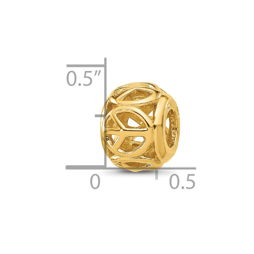 Sterling Silver Reflections Gold-plated Peace Signs Bead