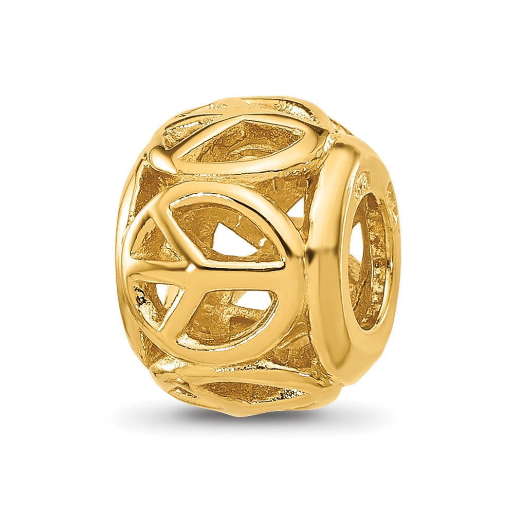 Sterling Silver Reflections Gold-plated Peace Signs Bead