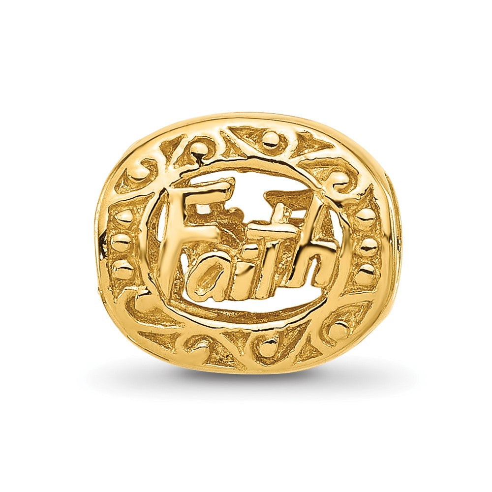 Sterling Silver Reflections Gold-plated Floral Faith Oval Bead