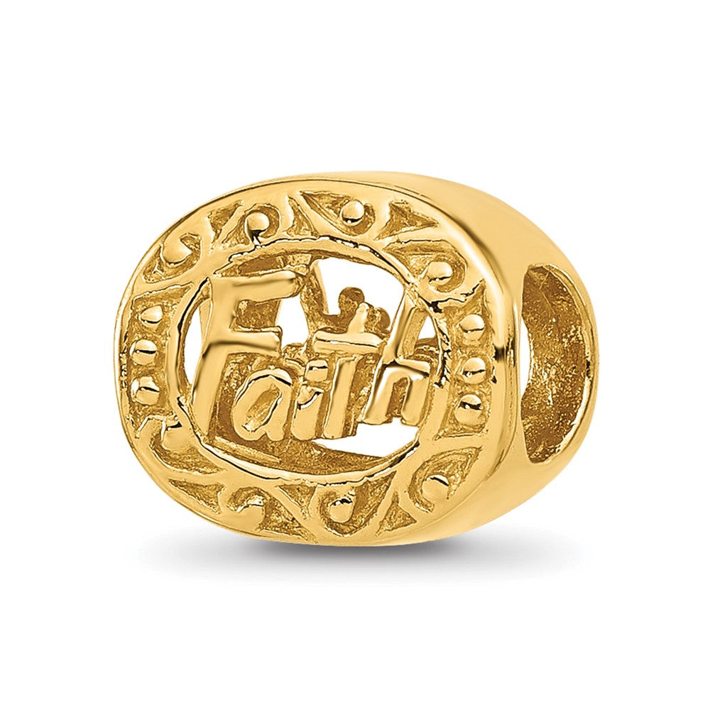 Sterling Silver Reflections Gold-plated Floral Faith Oval Bead