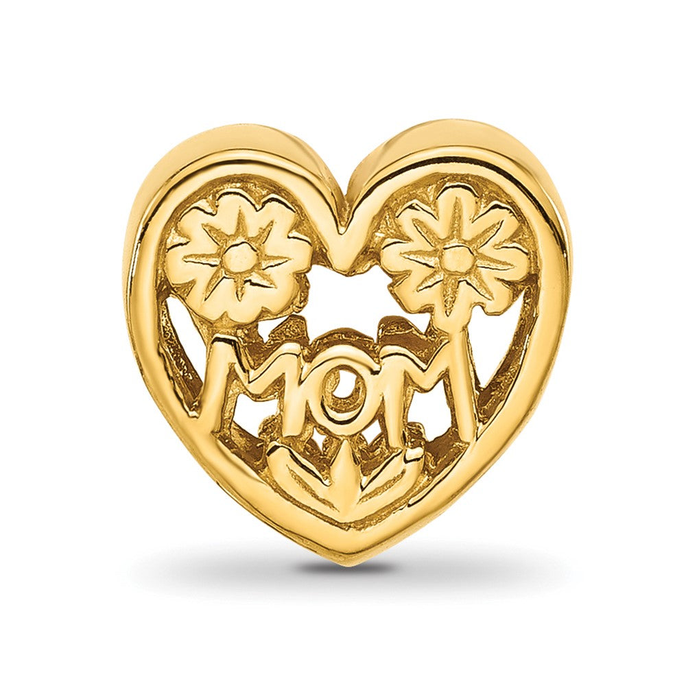 Sterling Silver Reflections Gold-plated Floral Mom Heart Bead