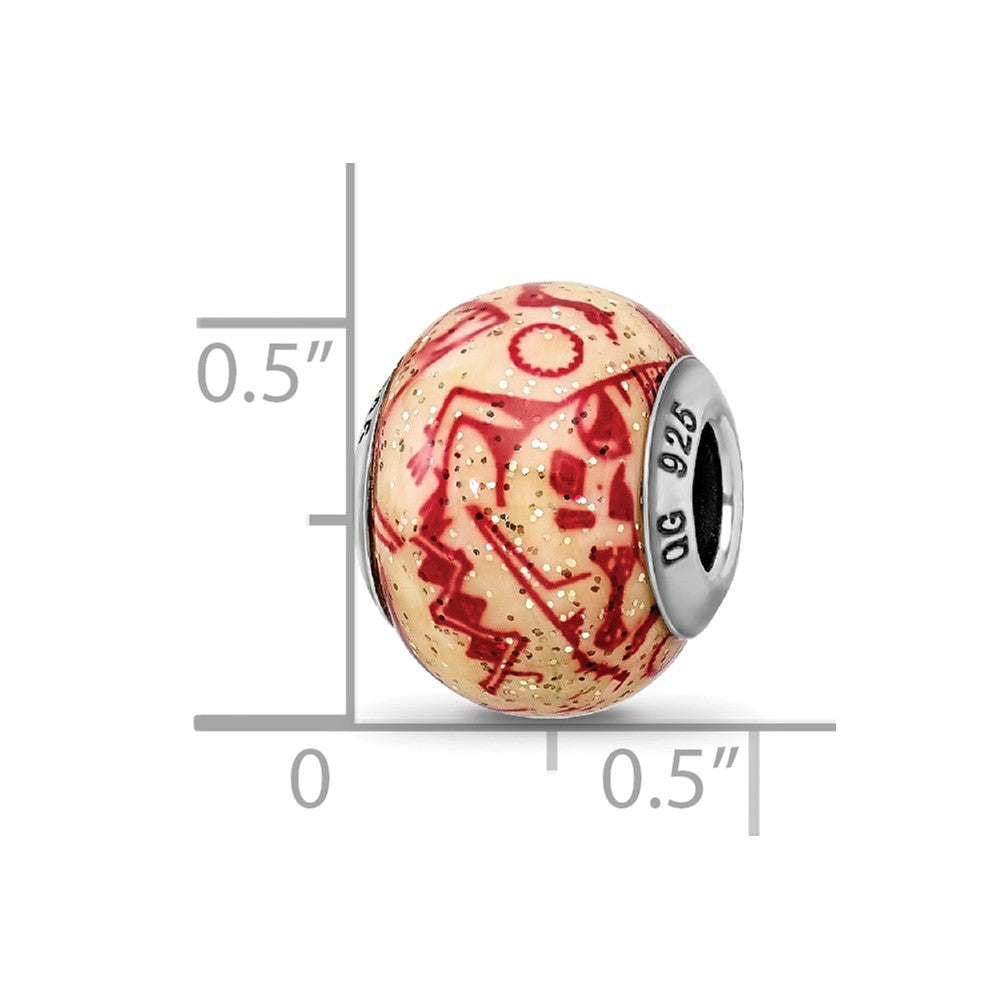 Sterling Silver Reflections Italian Decorative Red Glass Bead
