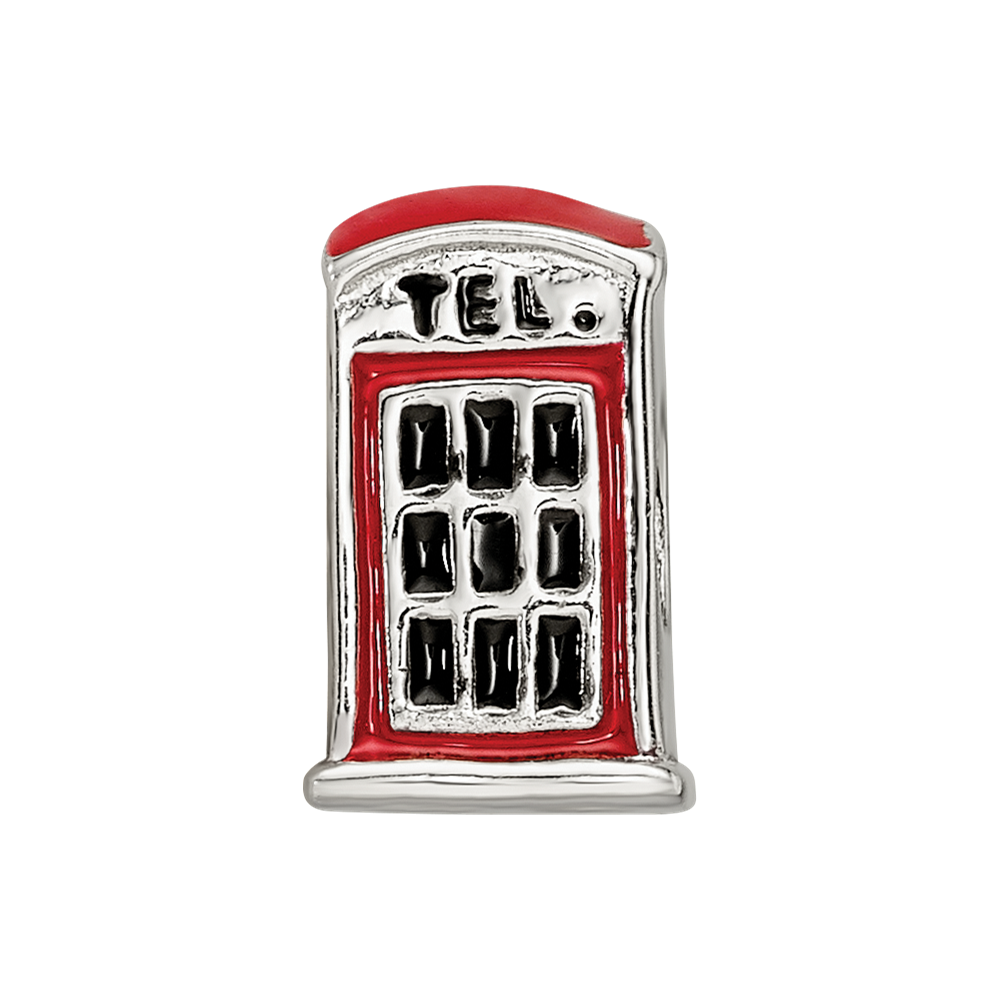 Sterling Silver Reflections Enameled Telephone Booth Bead