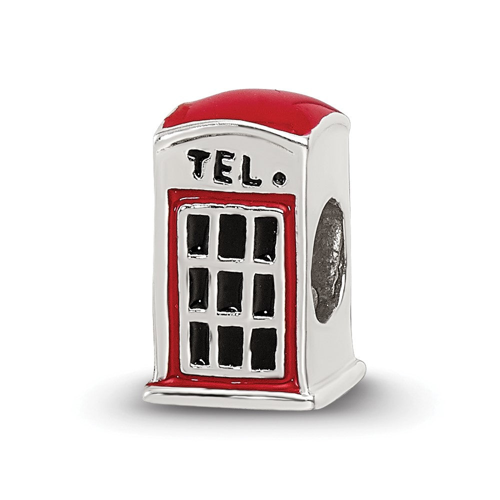 Sterling Silver Reflections Enameled Telephone Booth Bead