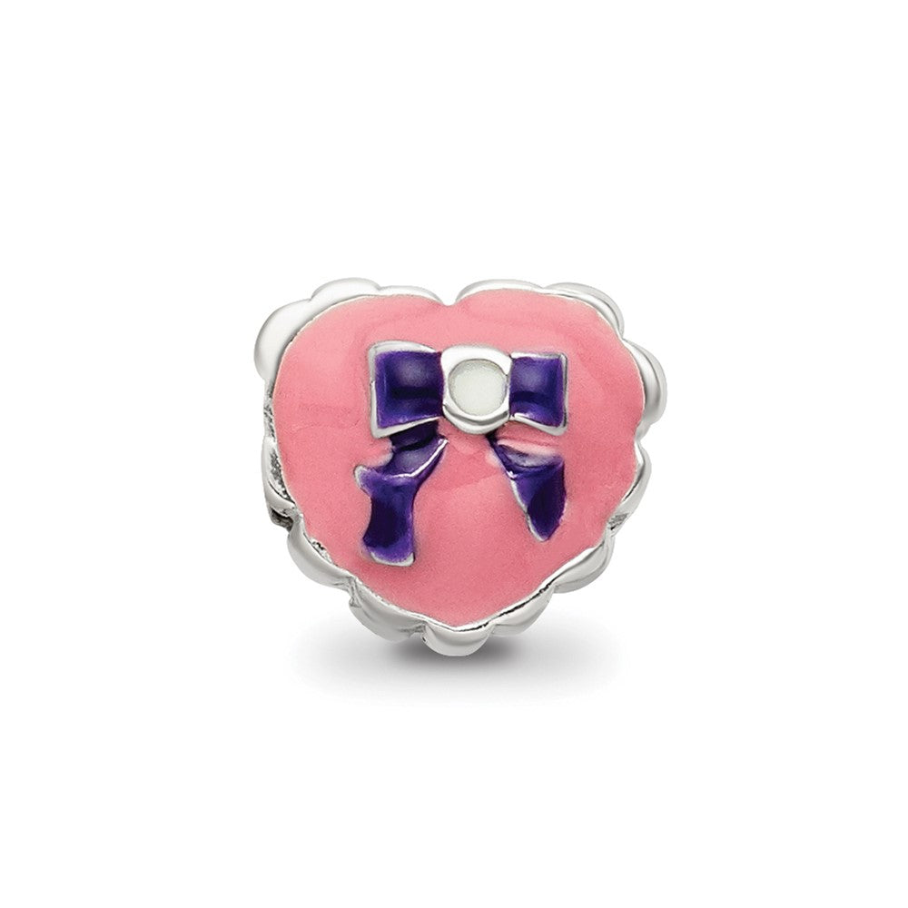 Sterling Silver Reflections Enameled Heart with Bow Bead