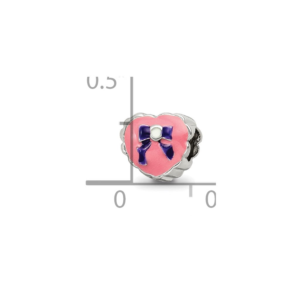 Sterling Silver Reflections Enameled Heart with Bow Bead