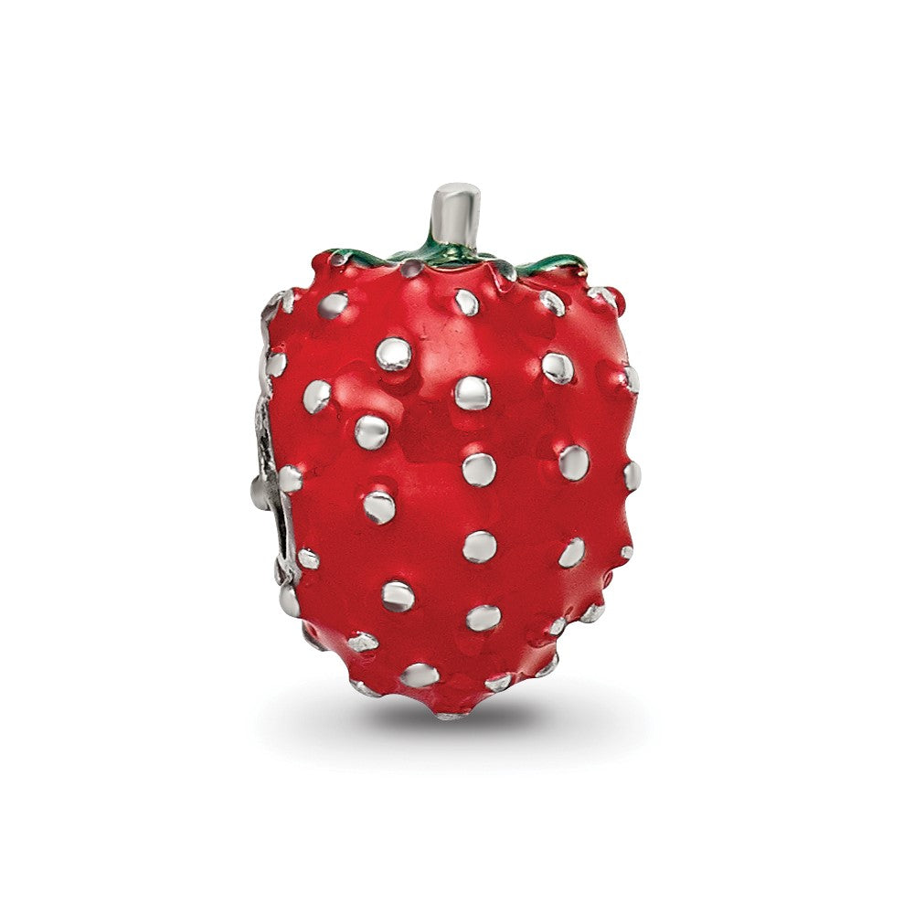 Sterling Silver Reflections Enameled Strawberry Bead