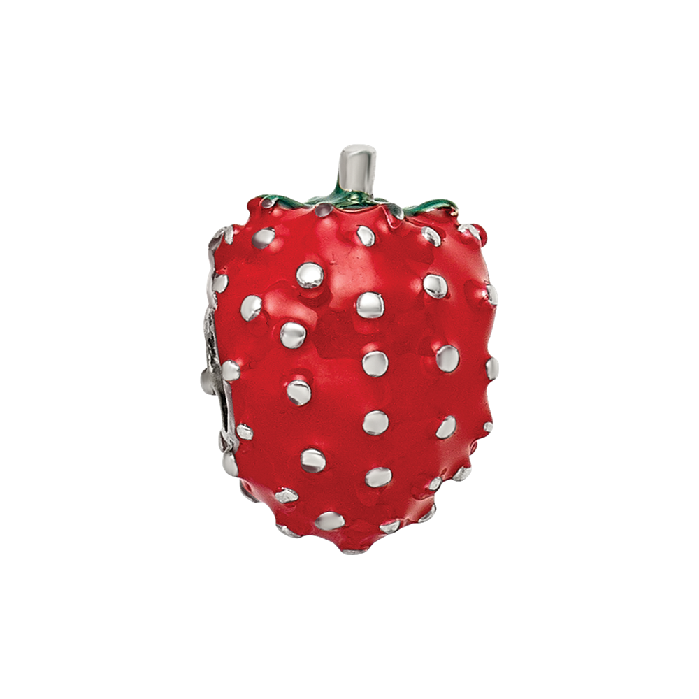 Sterling Silver Reflections Enameled Strawberry Bead