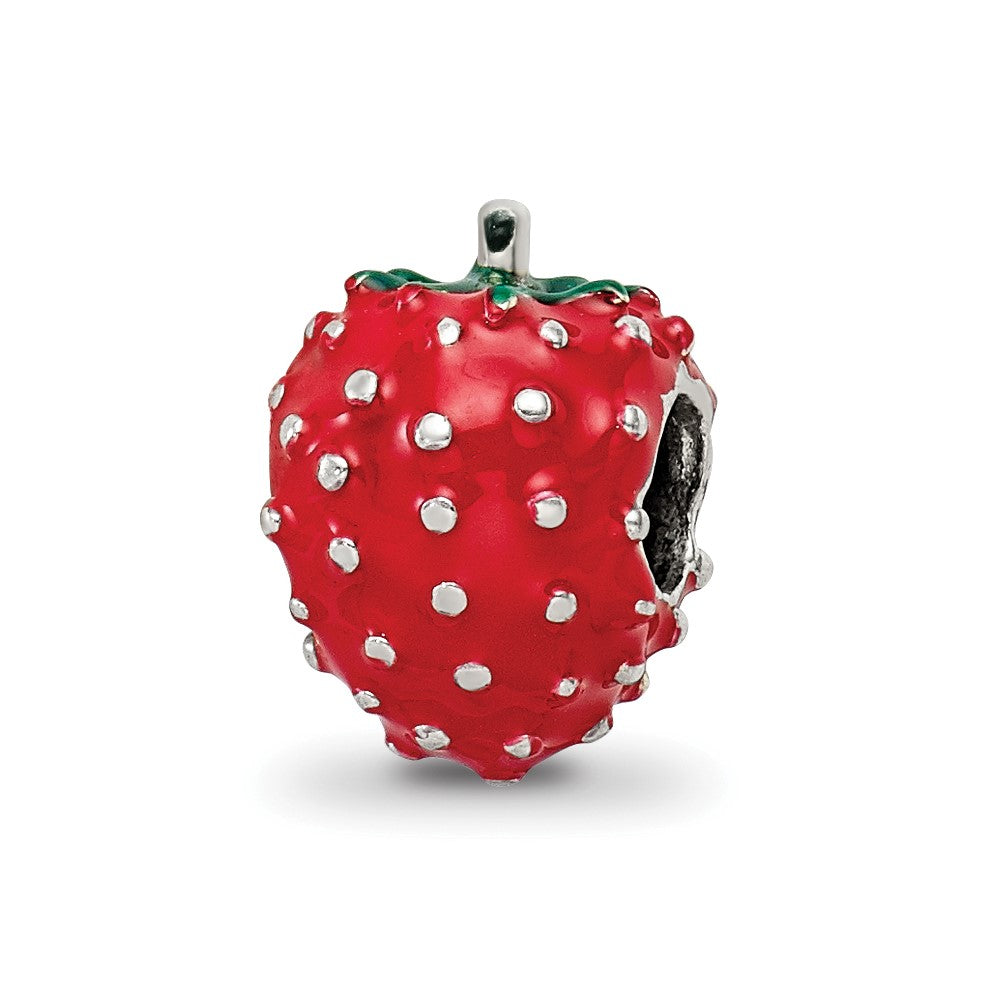 Sterling Silver Reflections Enameled Strawberry Bead