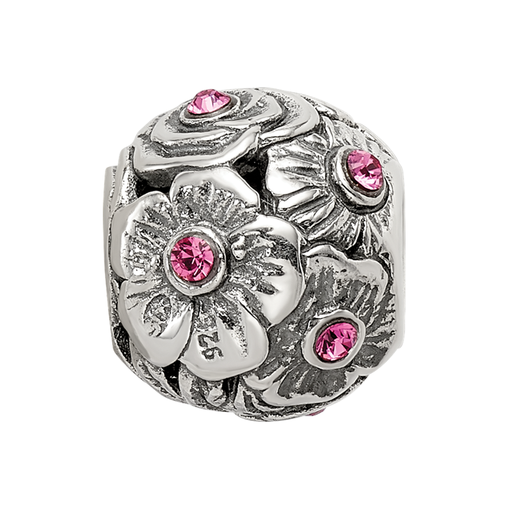 Sterling Silver Reflections Pink Preciosa Crystal Flower Bead