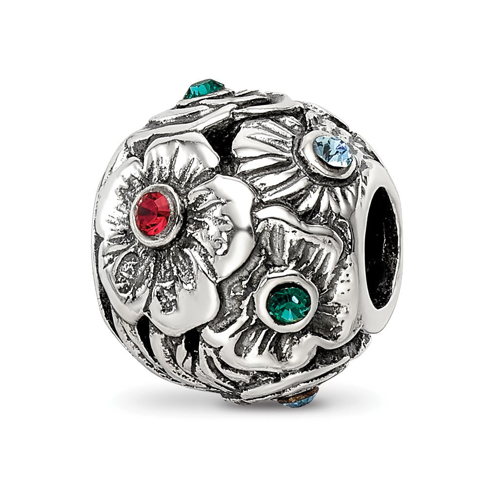 Sterling Silver Reflections Multicolor Preciosa Crystal Flower Bead