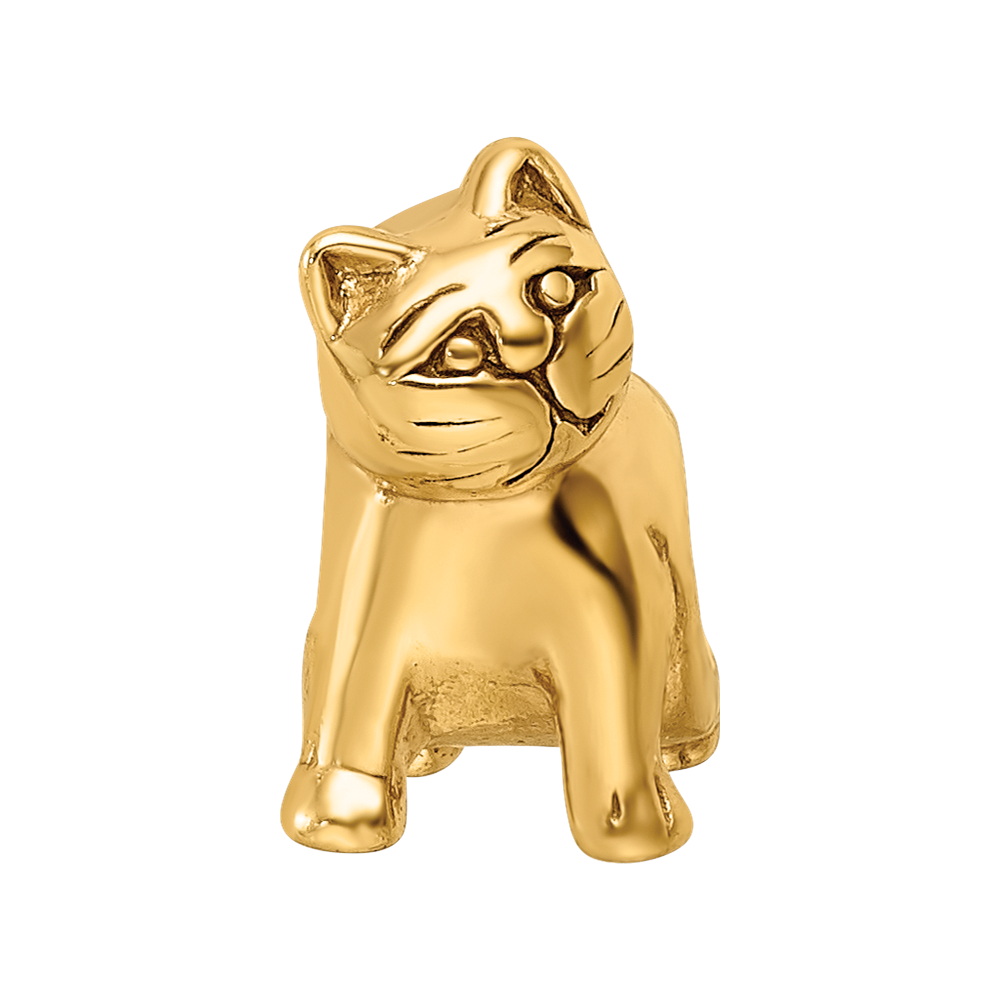 Sterling Silver Gold-plated Reflections Cat Bead