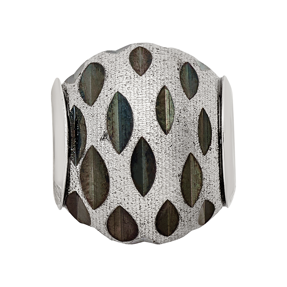 Sterling Silver Reflections Velvet Black Diamond Cut Bead