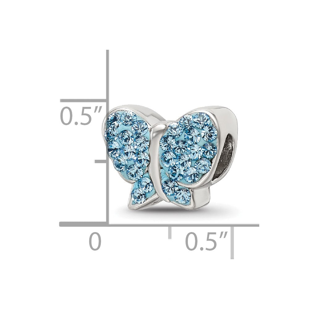 Sterling Silver Reflections Blue Preciosa Crystal Butterfly Bead