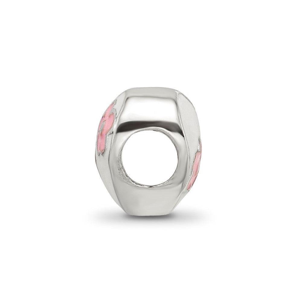 Collection Sterling Silver Enameled White Heart with Pink Flowers Reflections Bead