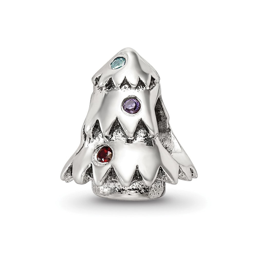 Sterling Silver Reflections CZ Christmas Tree Bead