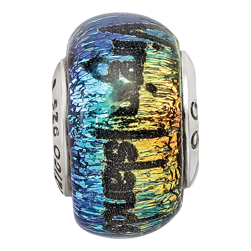 Sterling Silver Reflections Virgin Islands Orange Dichroic Glass Bead
