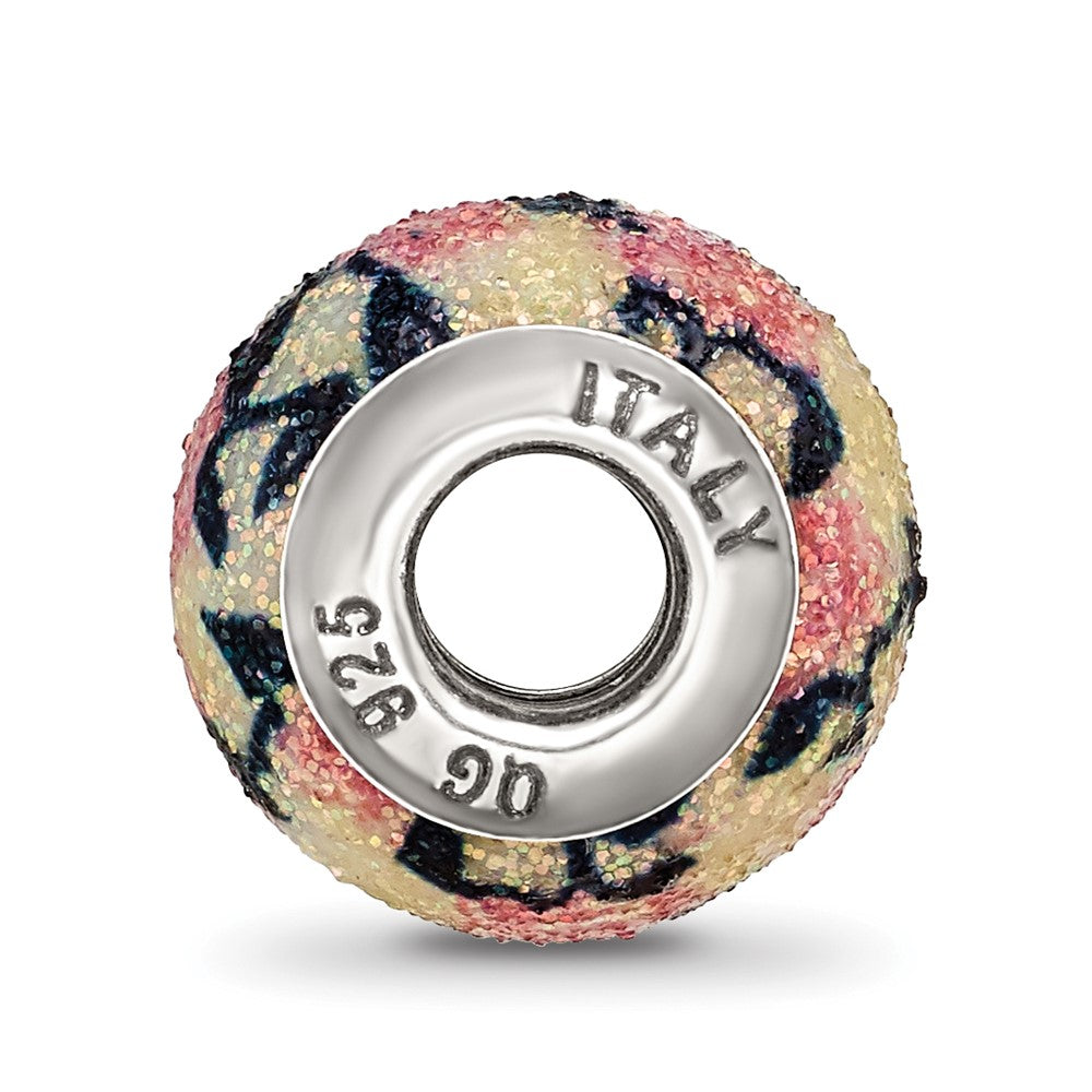 Sterling Silver Reflection Pink Floral Overlay Bead