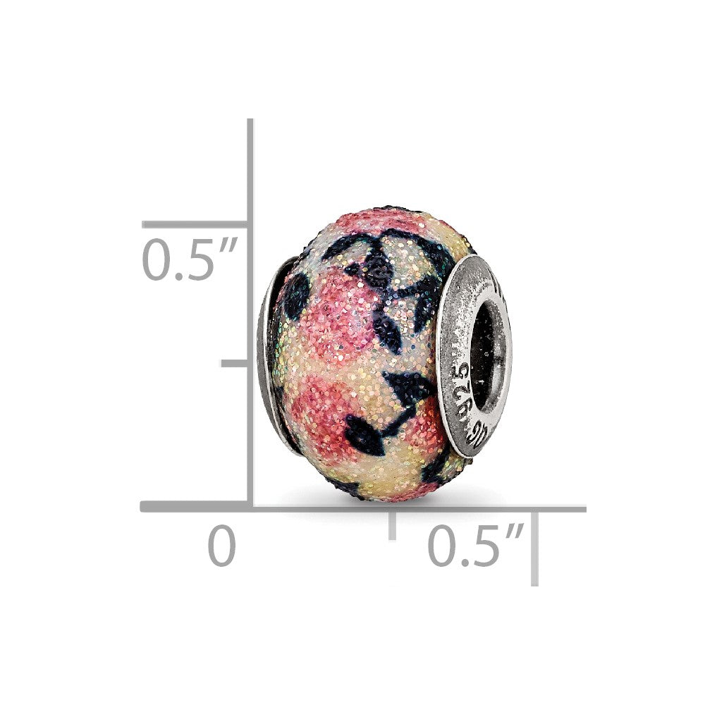 Sterling Silver Reflection Pink Floral Overlay Bead