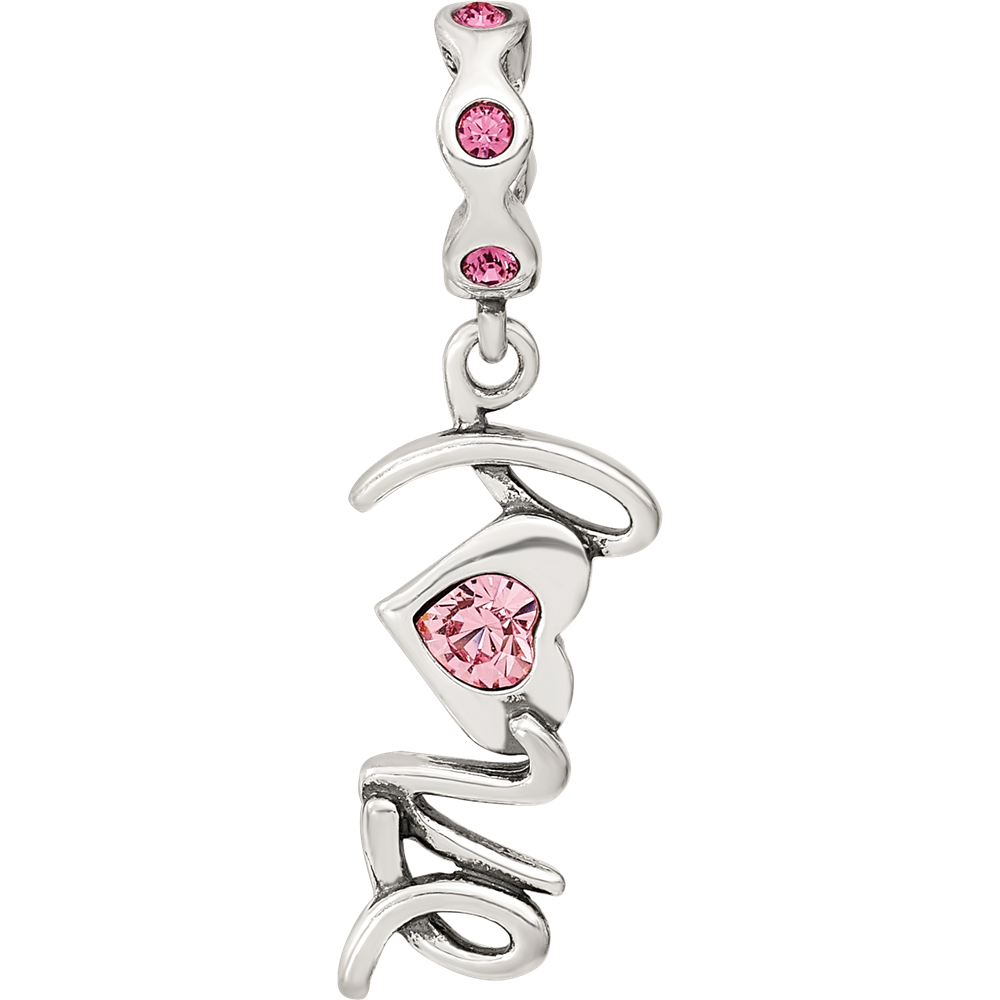 Sterling Silver Reflections Crystals LOVE Dangle Bead