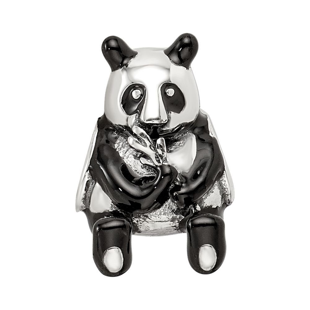 Sterling Silver Reflections Black Enamel Mama Panda Bead