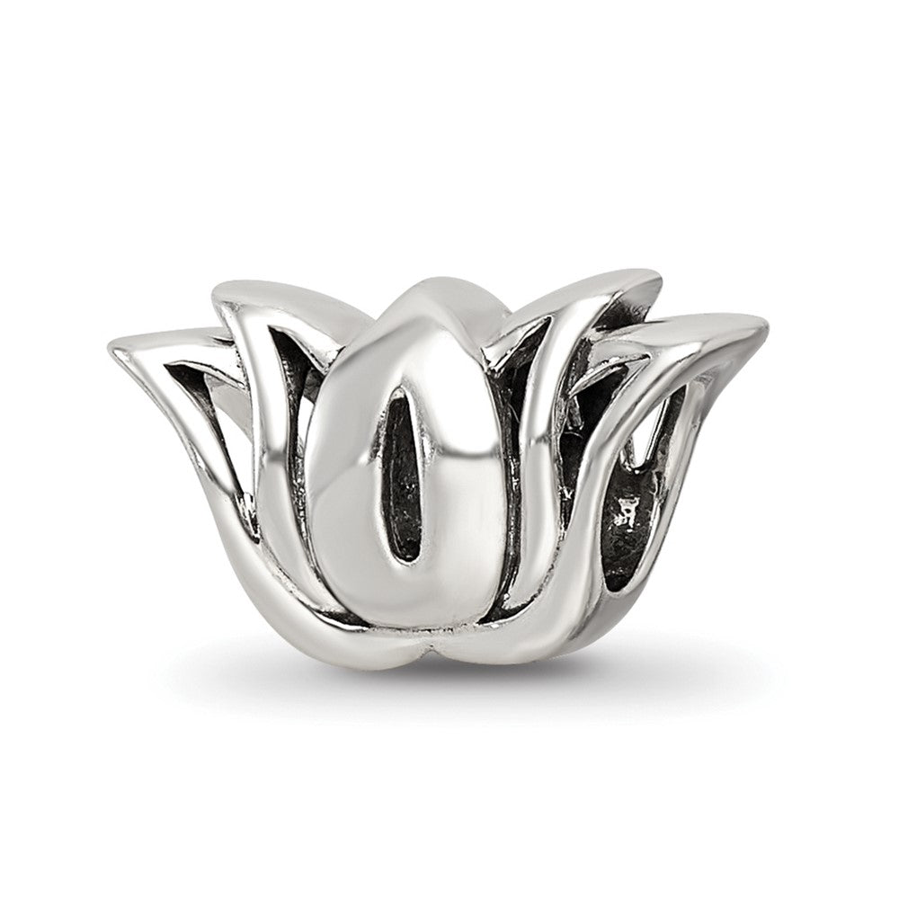 Sterling Silver Reflections with Crystals Pav‚ Lotus Bead