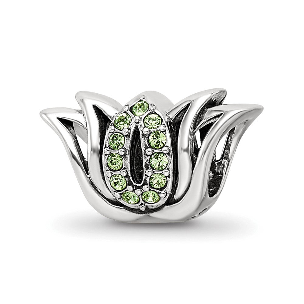 Sterling Silver Reflections with Crystals Pav‚ Lotus Bead