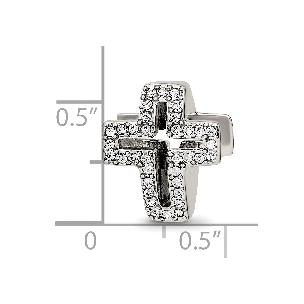 Sterling Silver Reflections Crystals Pav‚ Open Cross Bead