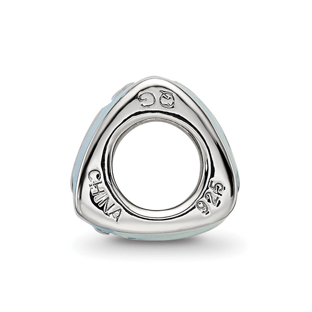 SS Reflections Rh-plated Blue Enamel 3-side Footprint Bead