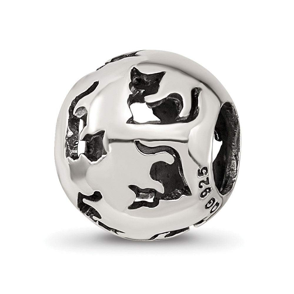 Sterling Silver Reflections Cutout Cat Bead