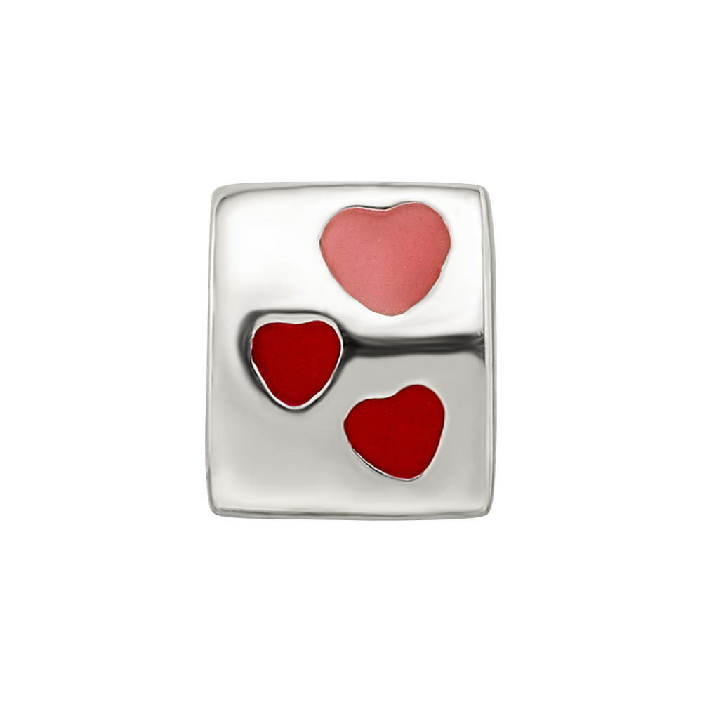 Sterling Silver Reflections Red Enameled Love You Bead