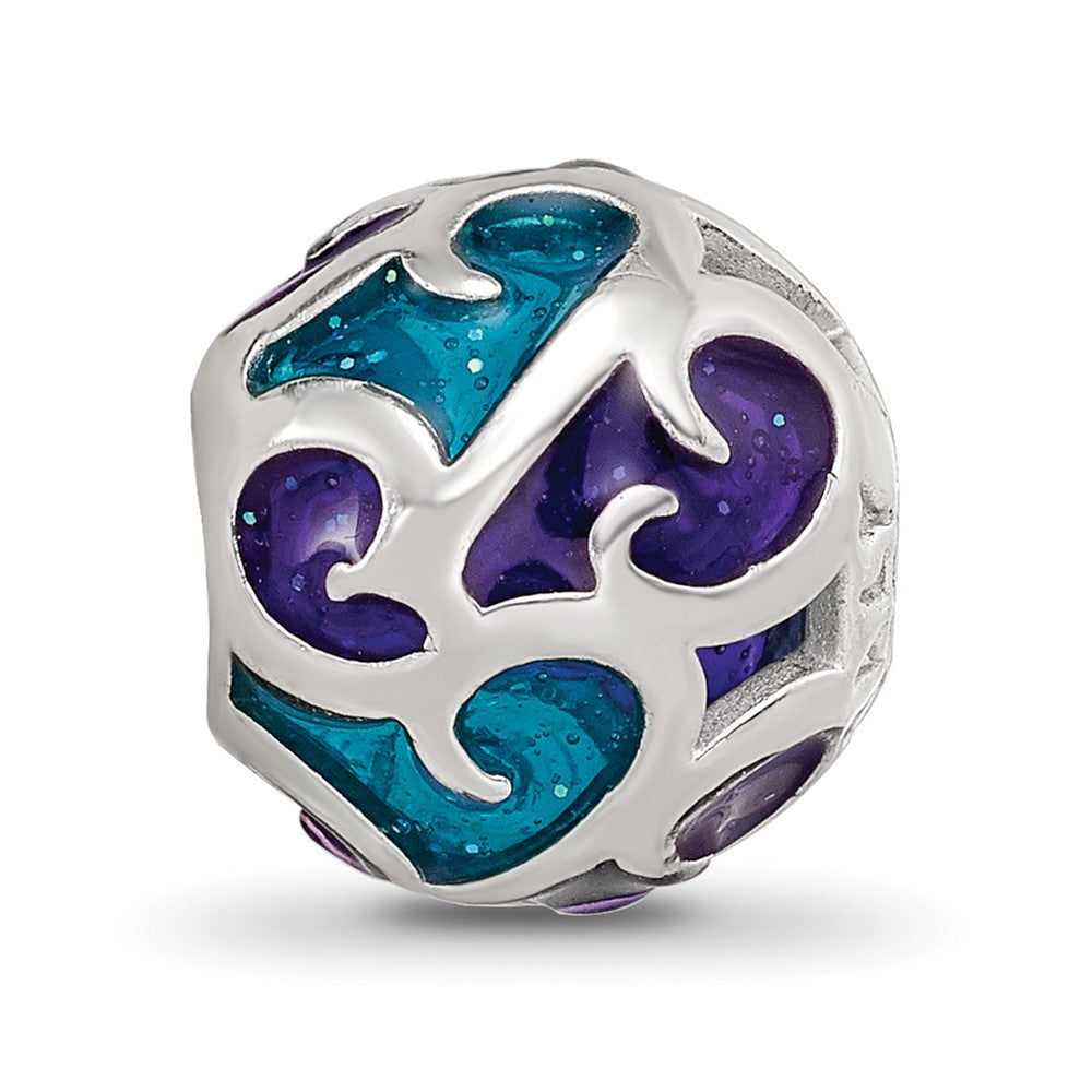 Sterling Silver Reflections Purple/Blue Filigree Enameled Bead